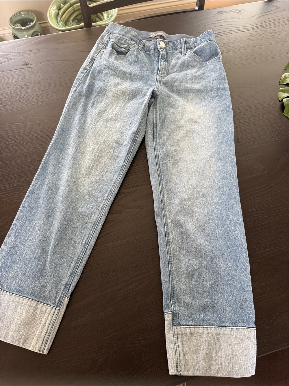 Wit & Wisdom Light Blue Straight-Leg Jeans with banded cuff size 8